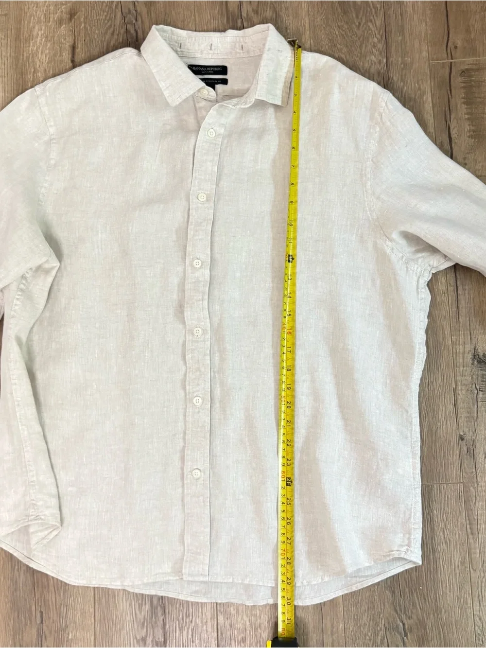 Banana Republic Men’s XL Linen Shirt Beige Long Sleeve Button Front Untucked Fit